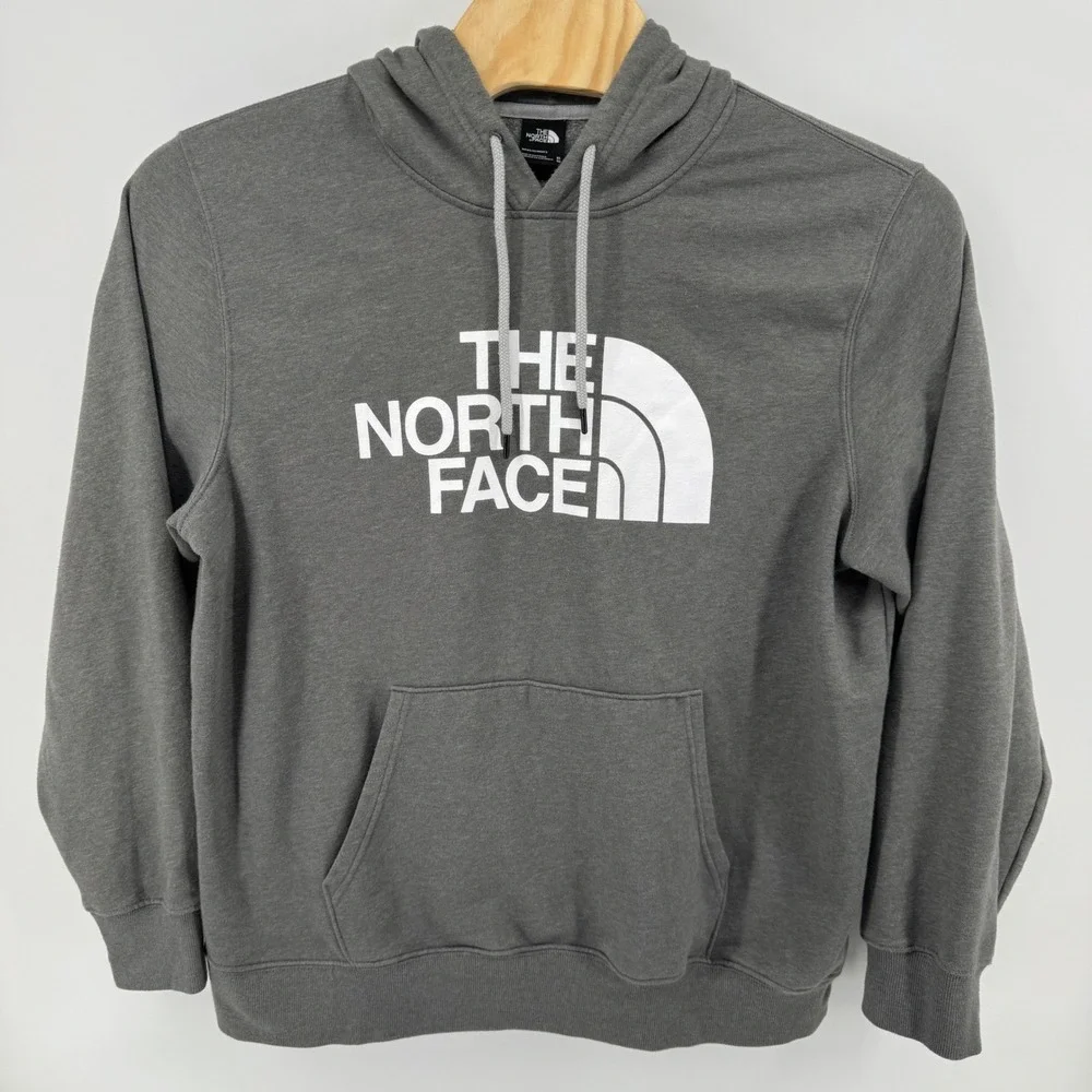The North Face Mens XL Grey Half Dome Logo Pullover‎ Hoodie Fleece Sweatshirt